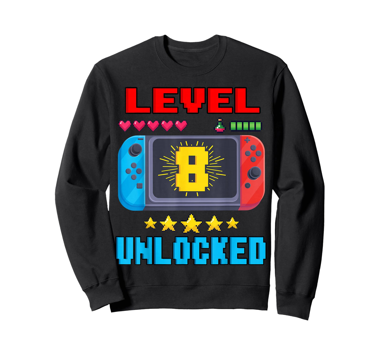 8th Birthday Boy Level 8 Unlocked Video Gamer Birthday T-Shirt