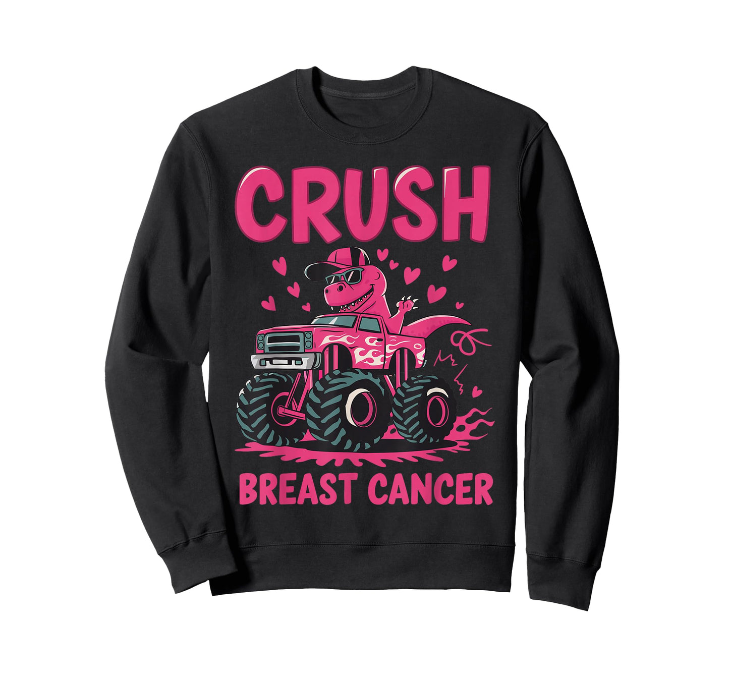 Crush Breast Cancer Awareness Monster Truck Pink Toddler Boy T-Shirt