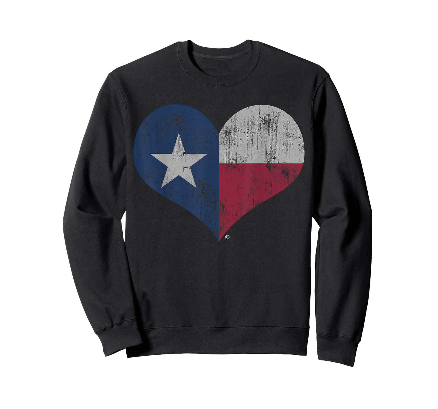 Texas Flag Heart Design Distressed T-Shirt
