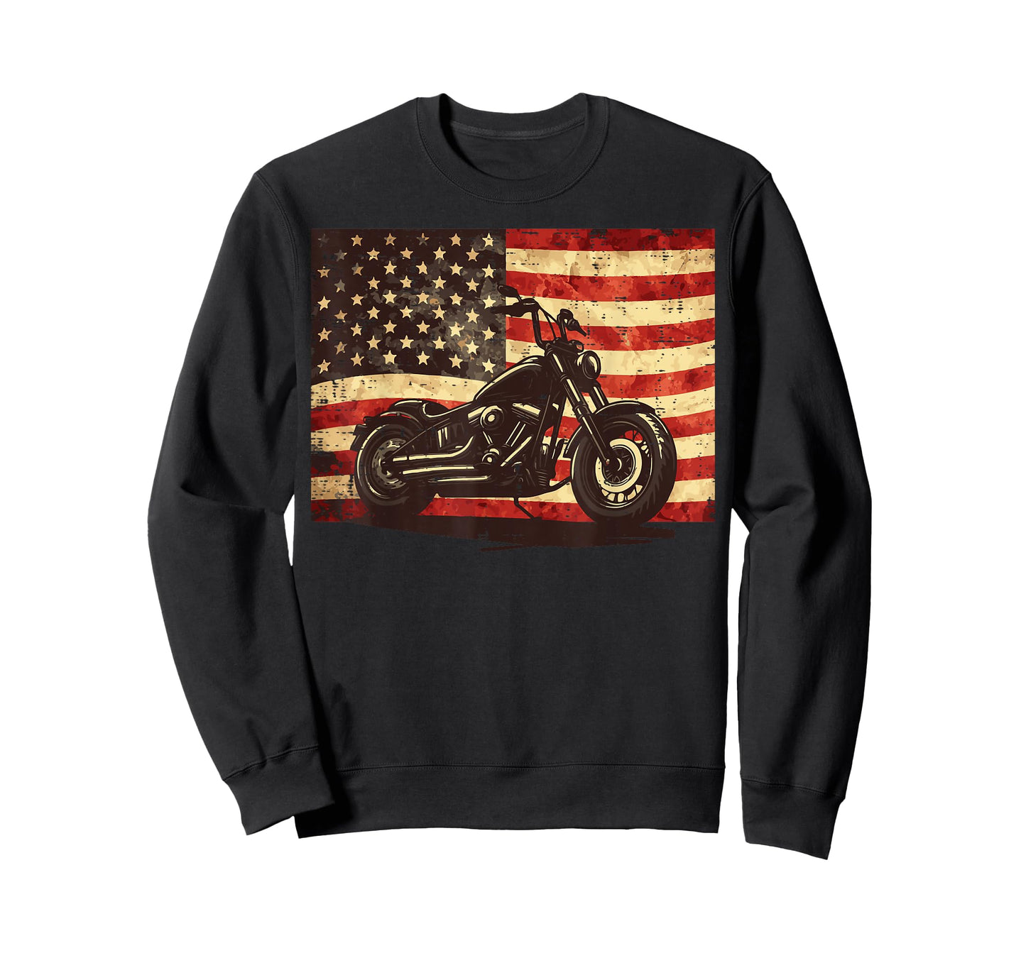 Motorcycle US Flag Vintage Patriot Biker Men Boys Kids Women T-Shirt