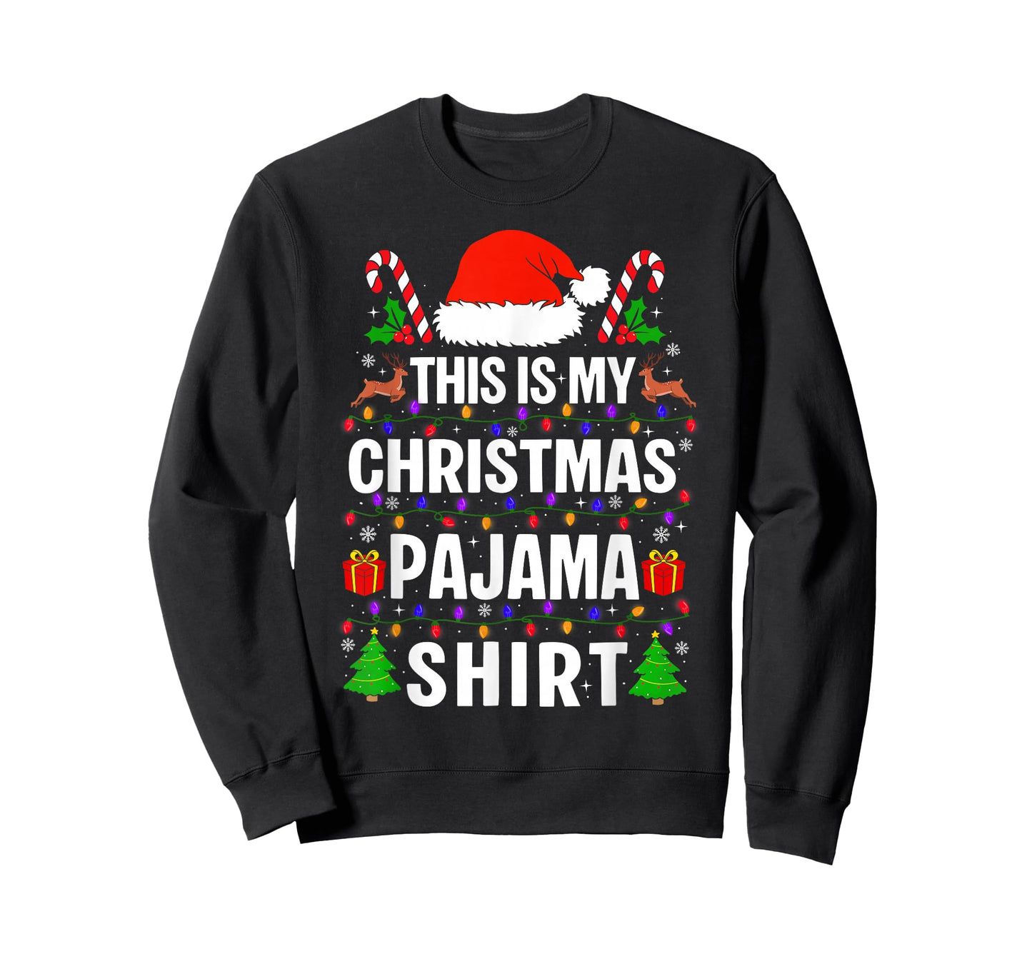 This is My Christmas Pajama Shirt Santa Hat Xmas Holiday T-Shirt