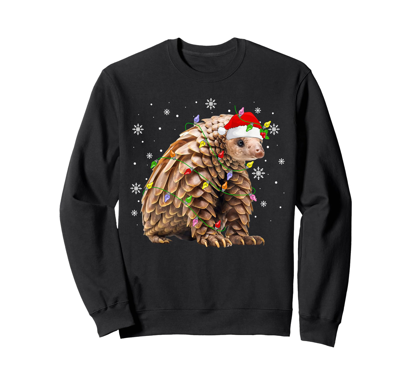 Pangolin Christmas Lights Funny Santa Hat Animal Lover Xmas T-Shirt