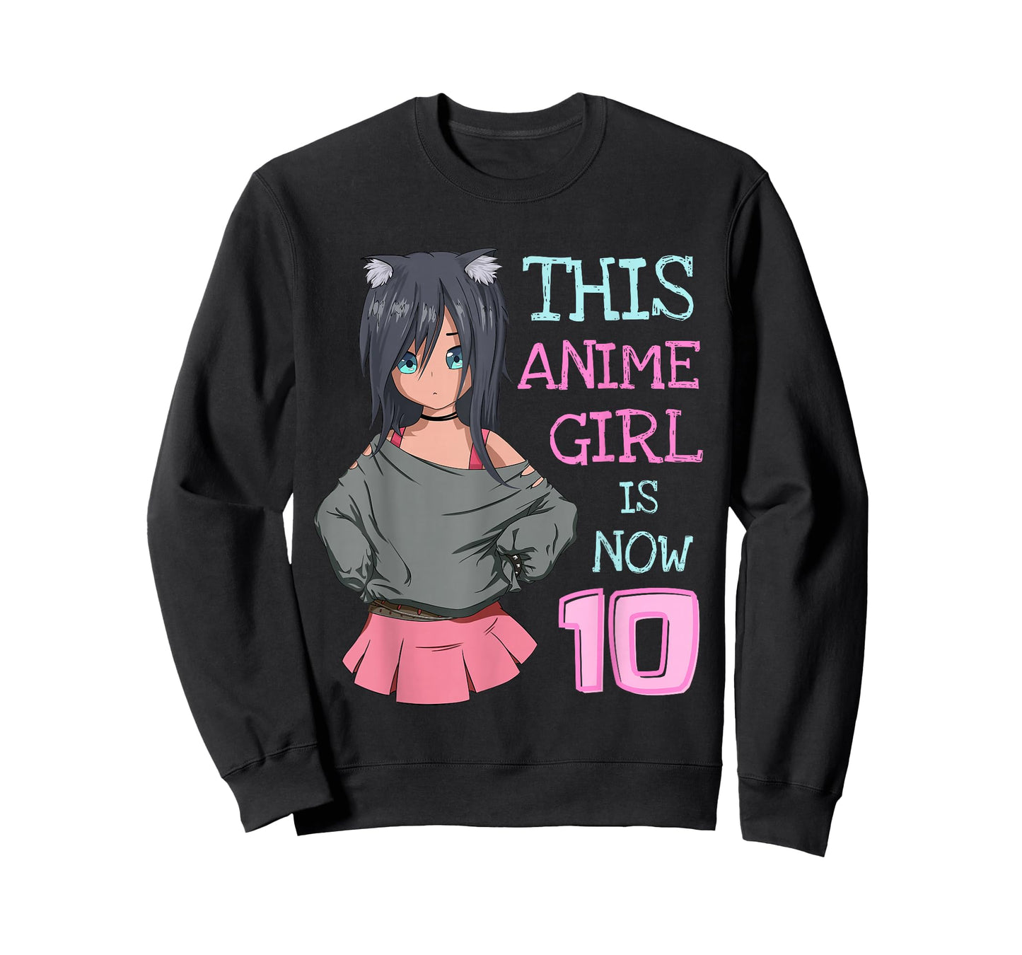 This Anime Girl is Now 10 Years Old Birthday Girl Kawaii T-Shirt