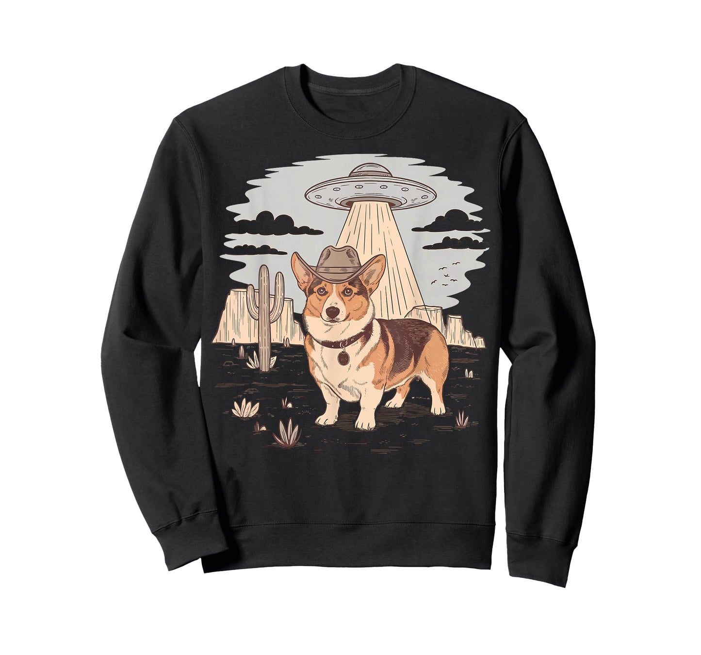 Corgi UFO Cowboy T-Shirt