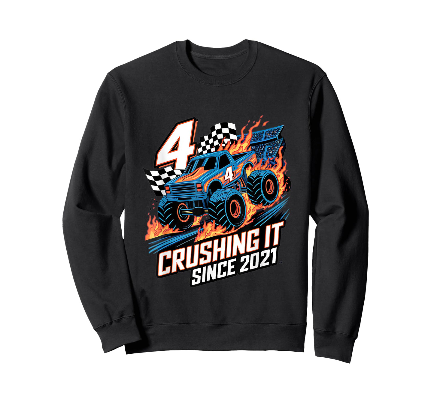 Crushing It Since 2021 4th Birthday Kids Monster Truck T-Shirt