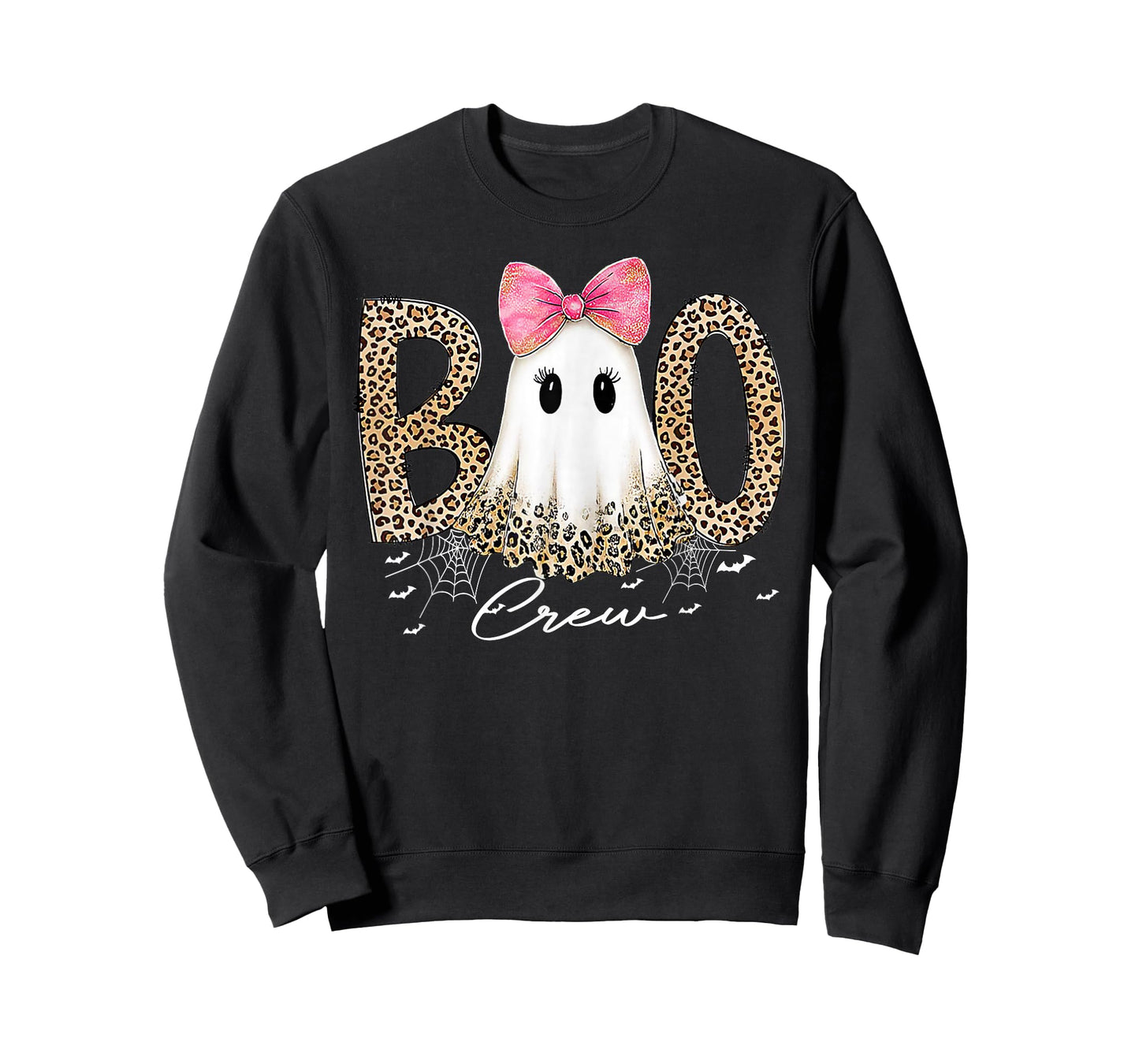 Preppy Leopard Boo Boo Crew Funny Ghost Halloween Women T-Shirt