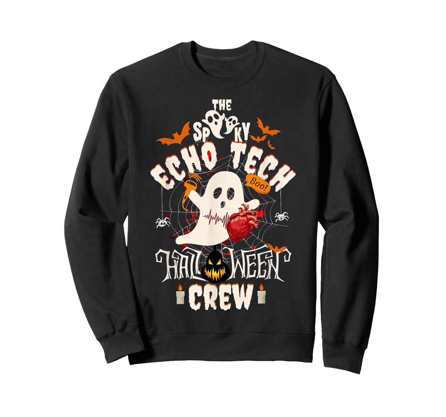 Spooky Echo Tech Halloween Crew Cardiac Sonographer Ghost T-Shirt