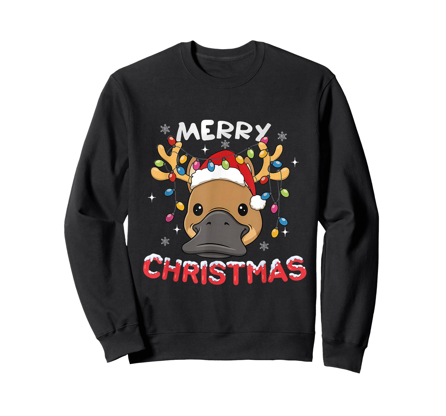 Merry Christmas Platypus Reindeer Xmas Family Men Women T-Shirt