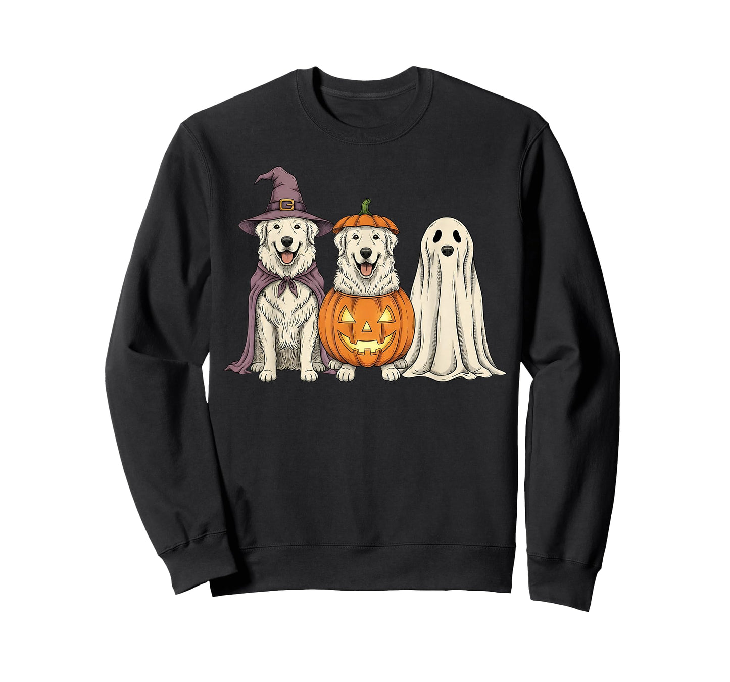 Spooky Ghost Great Pyrenees Pumpkin Halloween Dog Lover T-Shirt