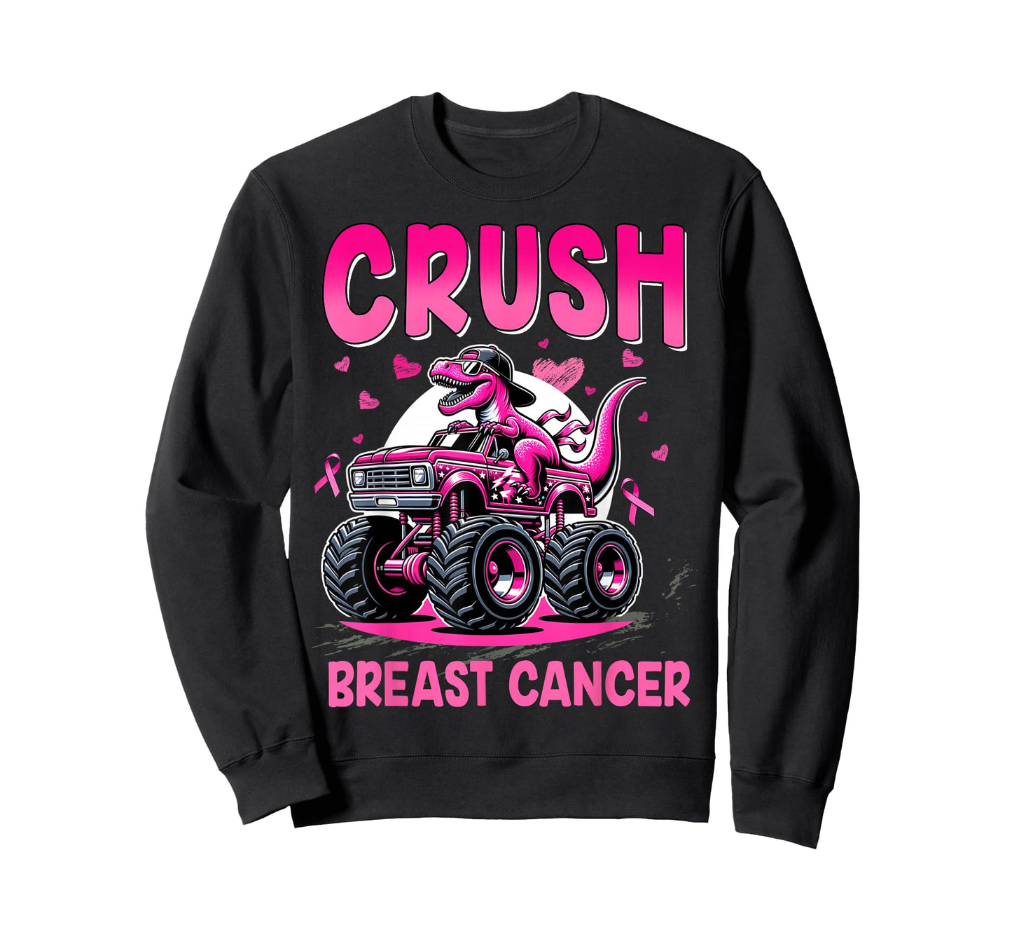 Crush Breast Cancer Awareness Monster Truck Toddler Boy Kids T-Shirt