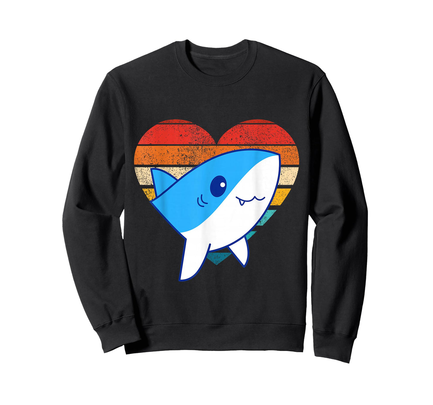 Cute Shark Design Retro Heart Shape Vintage Style T-Shirt