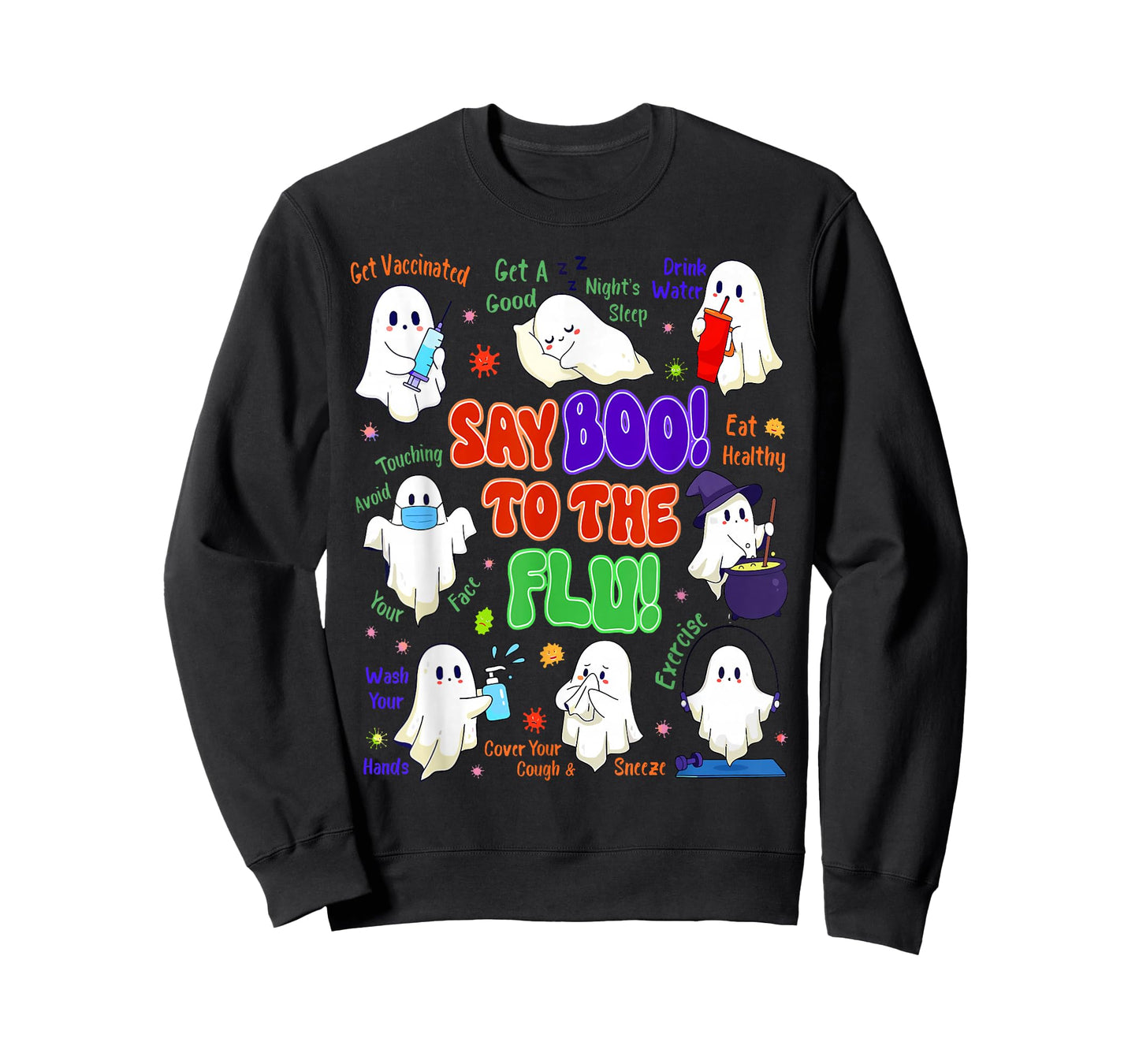 Retro Nurse Ghost Halloween Vaccine Say Boo to The Flu T-Shirt