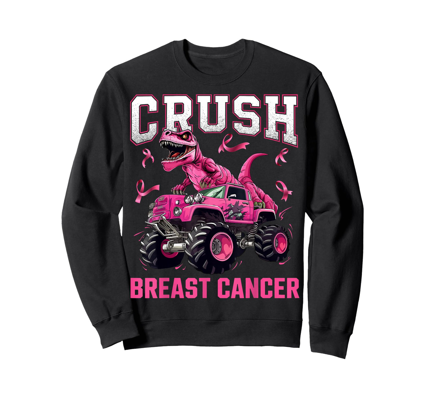 Crush Breast Cancer Awareness Monster Truck Toddler Boy Kid T-Shirt