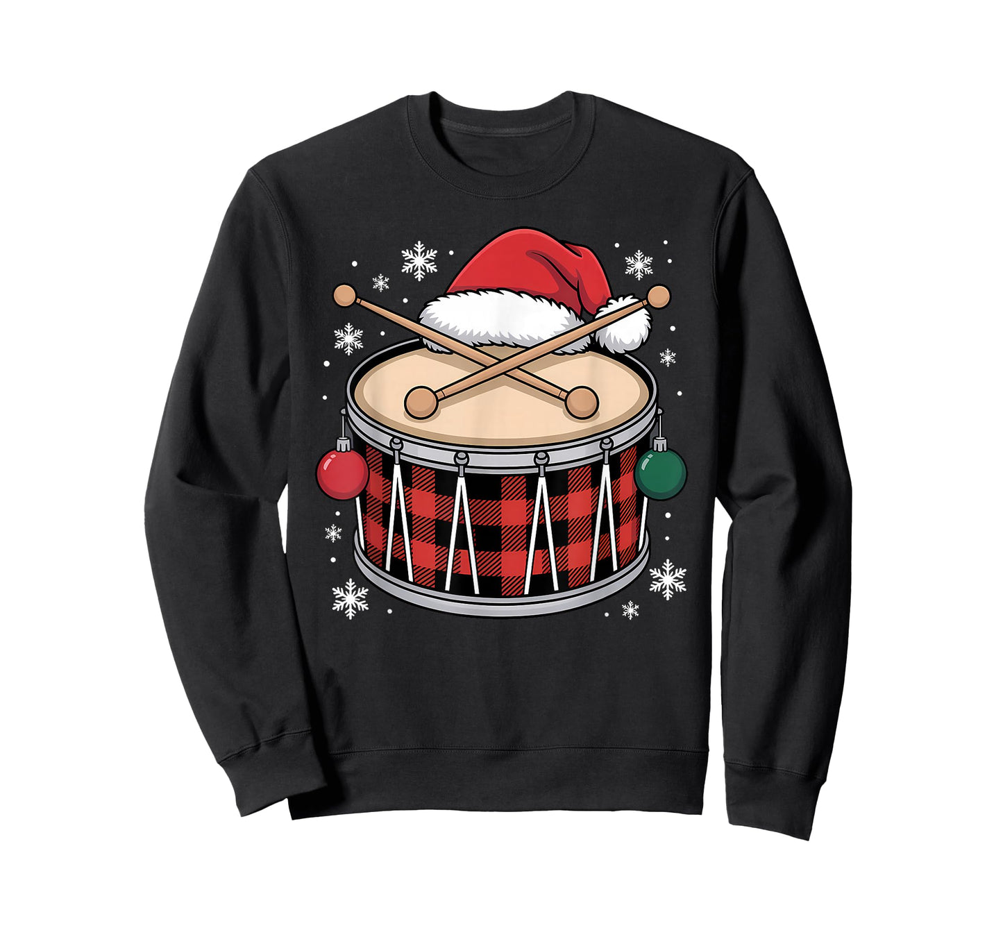 Christmas Buffalo Plaid Snare Drum with Santa Hat Men Women T-Shirt