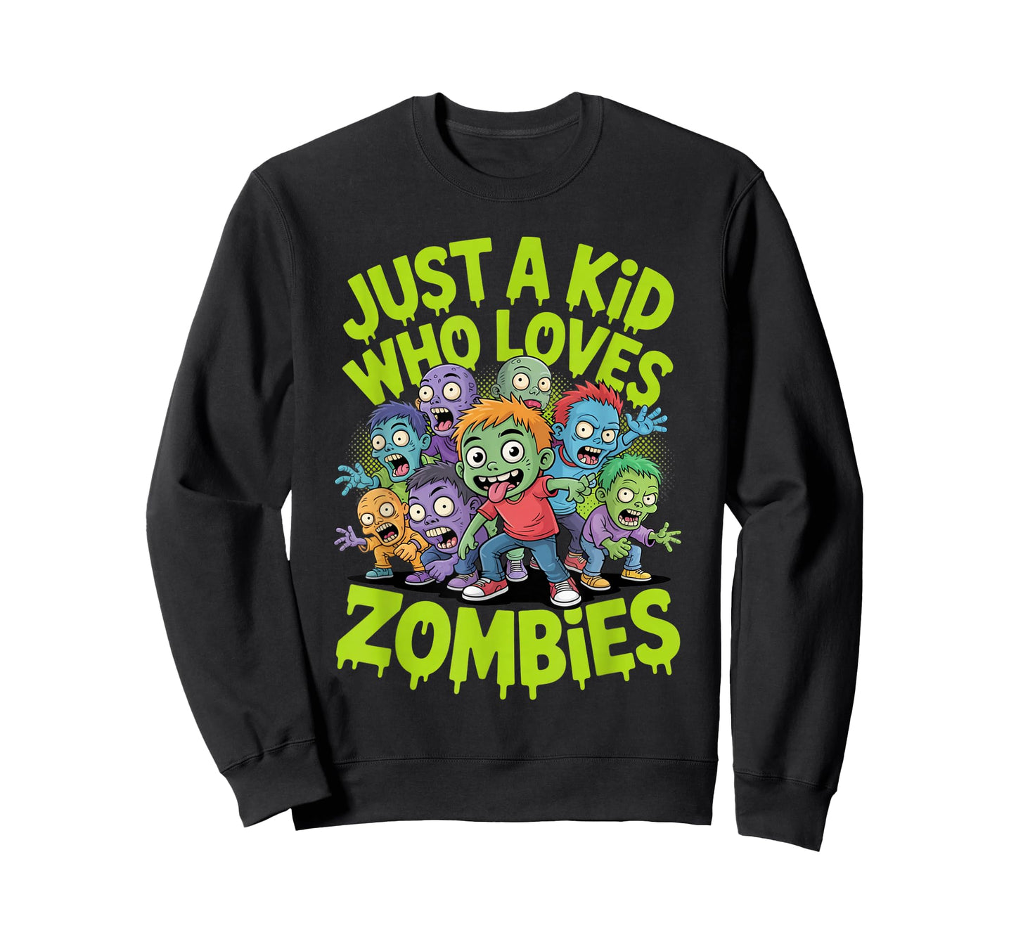 Just a Kid Who Loves Zombies Playful Halloween Boys Girls T-Shirt