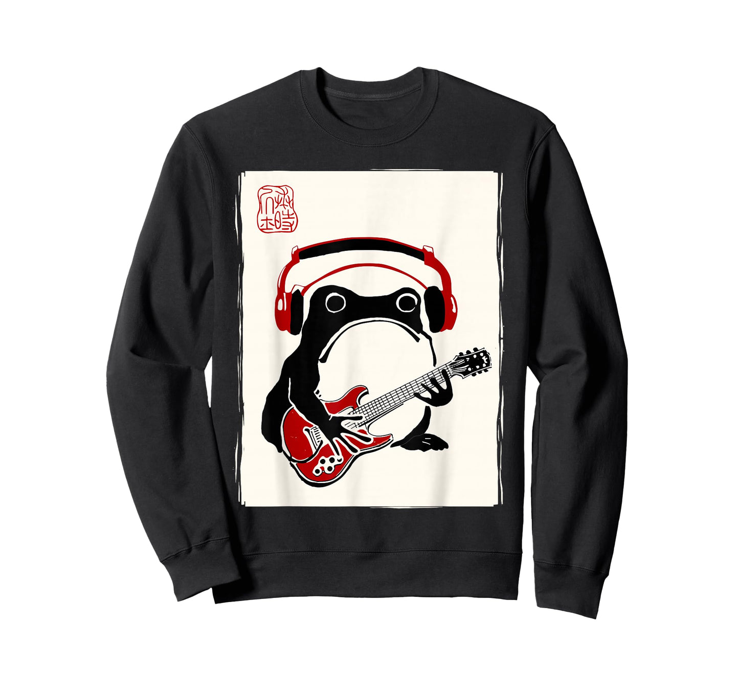Funny Grumpy Frog Guitar Rock Music Kawaii Japanese T-Shirt