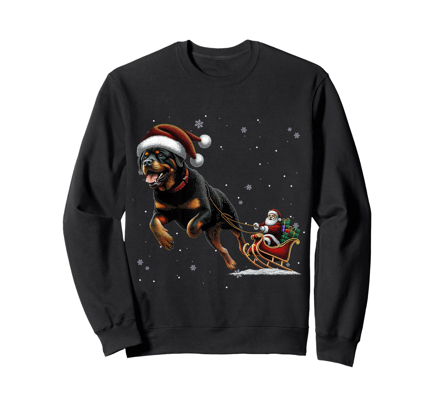 Rottweiler Santa Christmas Tree Lights Ugly Pajama Dog Lover T-Shirt