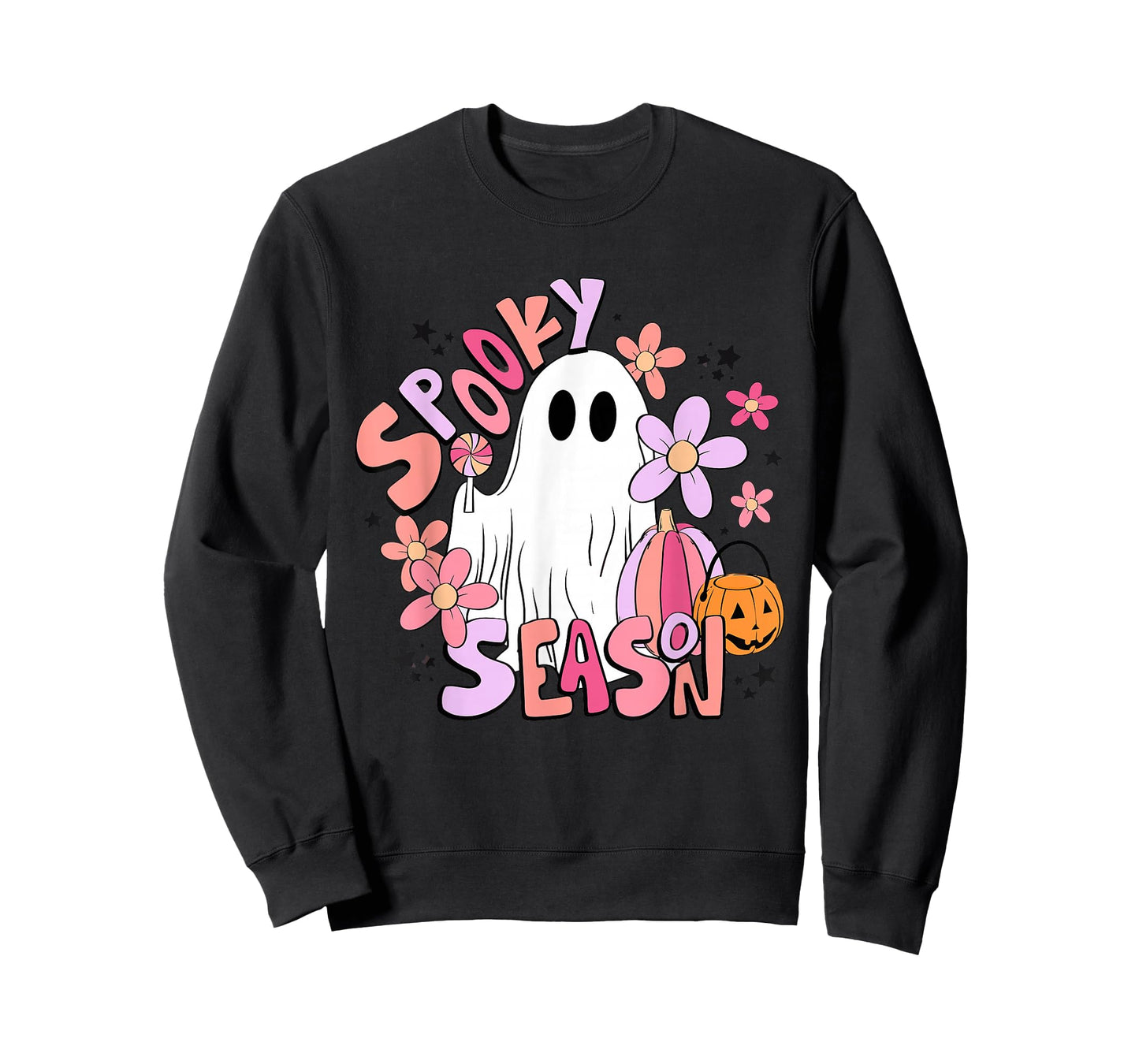 Retro Cute Ghost Spooky Season Funny Halloween T-Shirt