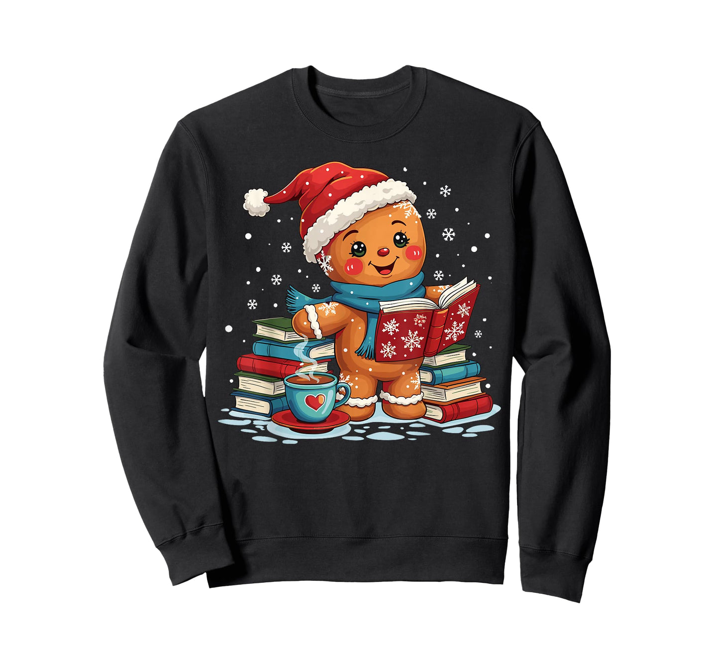 Gingerbread Reading Book Lovers Christmas Bookworm Librarian T-Shirt