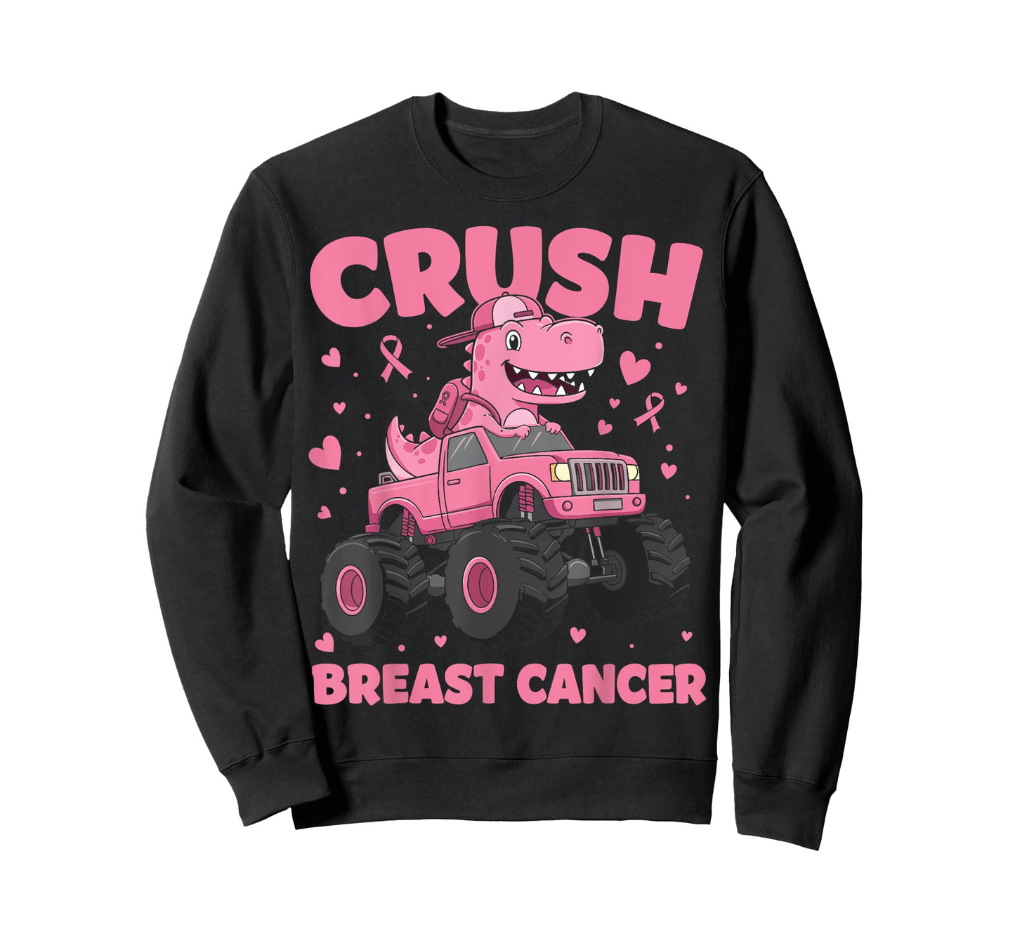 Crush Breast Cancer Awareness Monster Truck Toddler Boy Kids T-Shirt