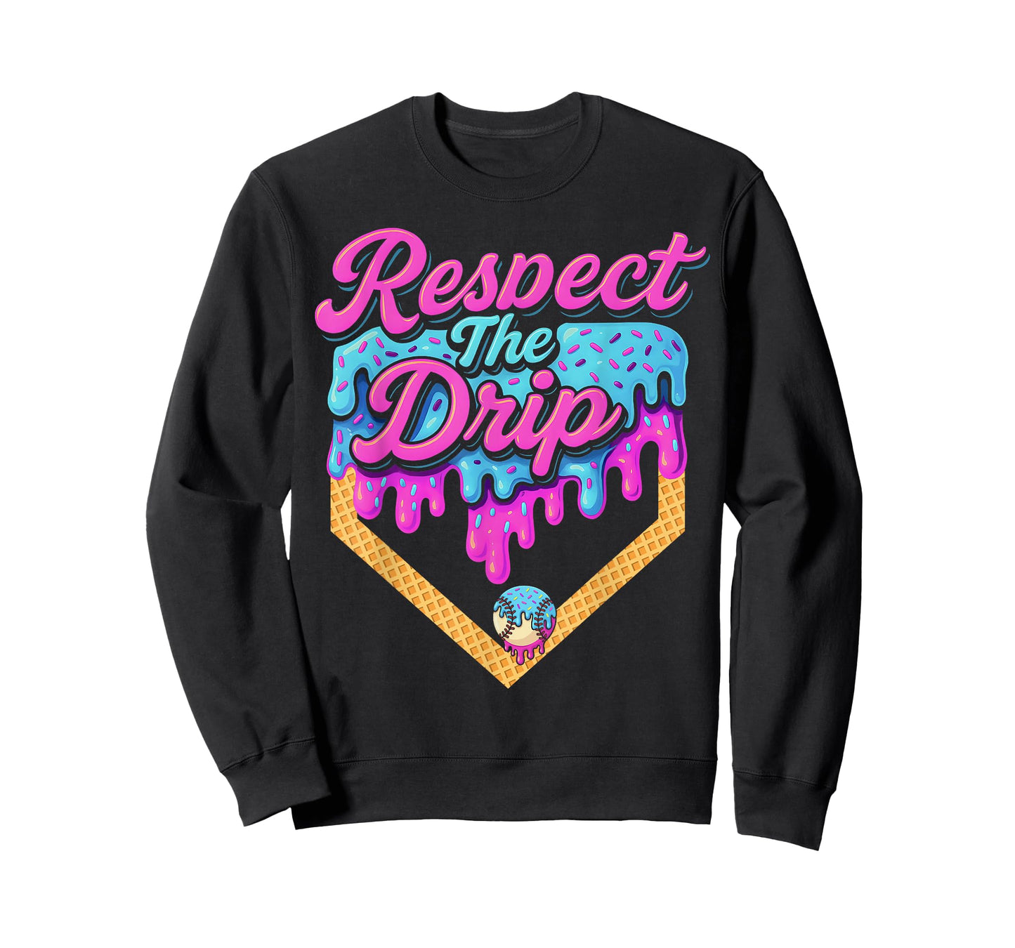 Baseball Drip Boys Home Plate Ice Cream Respect The Drip T-Shirt