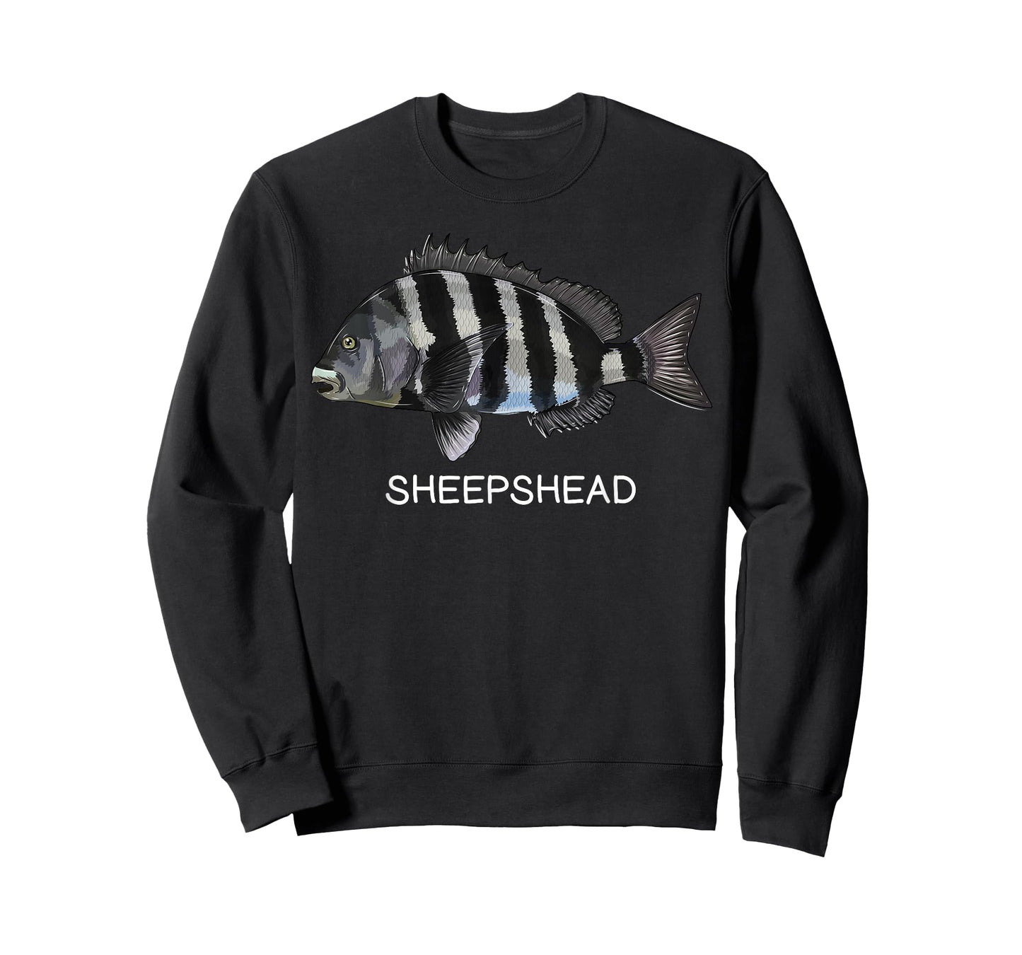 Sheepshead Gift Co. Sheepshead Saltwater Game Fish T-Shirt - Boys, Fishing Enthusiasts - Unisex - Short Sleeve - Black - Small - Classic Fit - Cotton, Polyester Blend