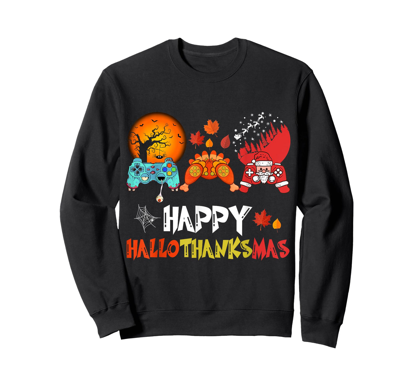 Halloween Thanksgiving Xmas Happy HalloThanksMas Video Game T-Shirt