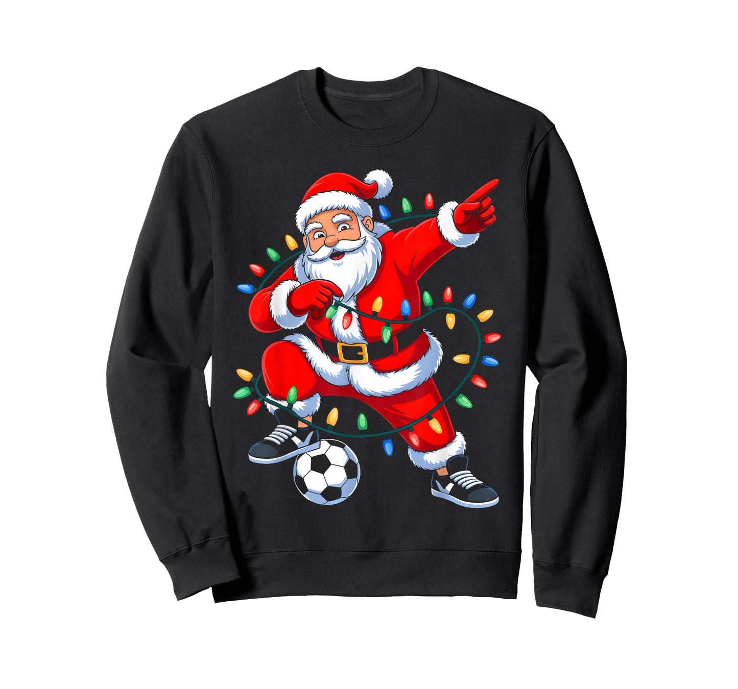 Dabbing Santa Xmas Lights Soccer Christmas Boys Men Kids T-Shirt
