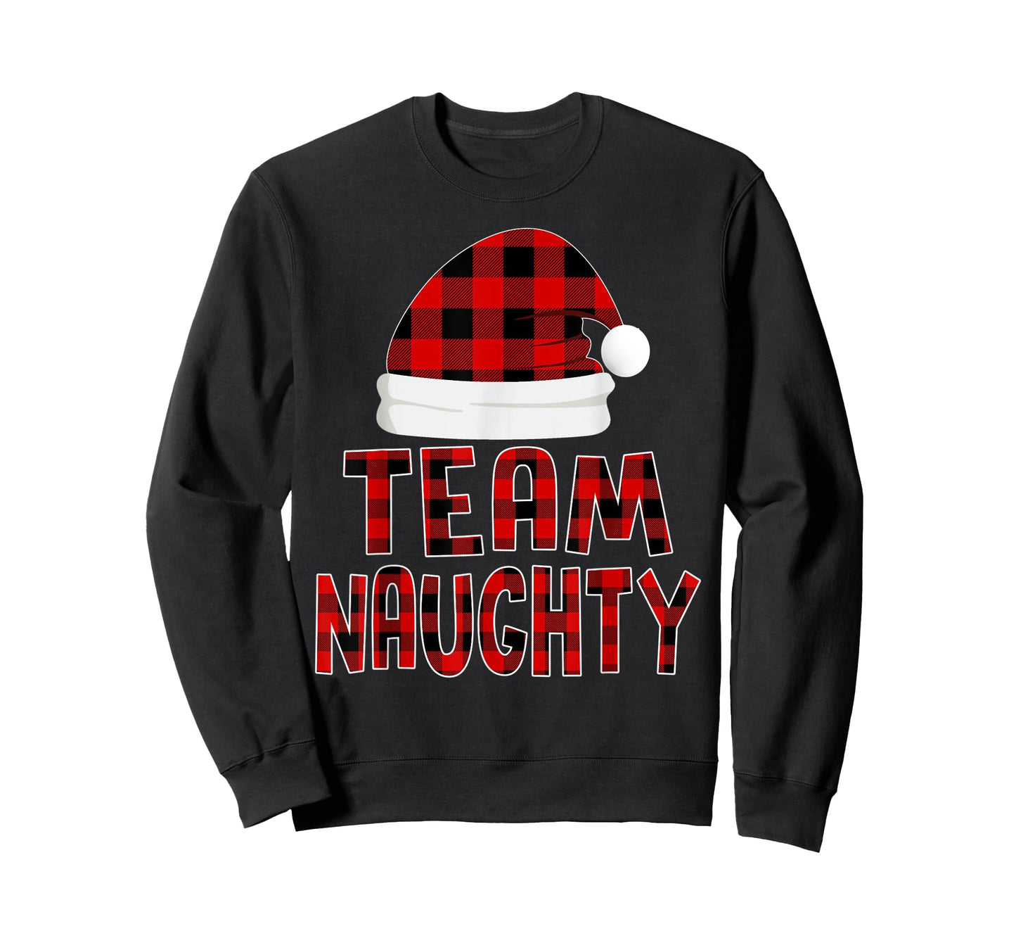 Christmas Pajamas Santa Claus Red Plaid Shirt, Team Naughty T-Shirt