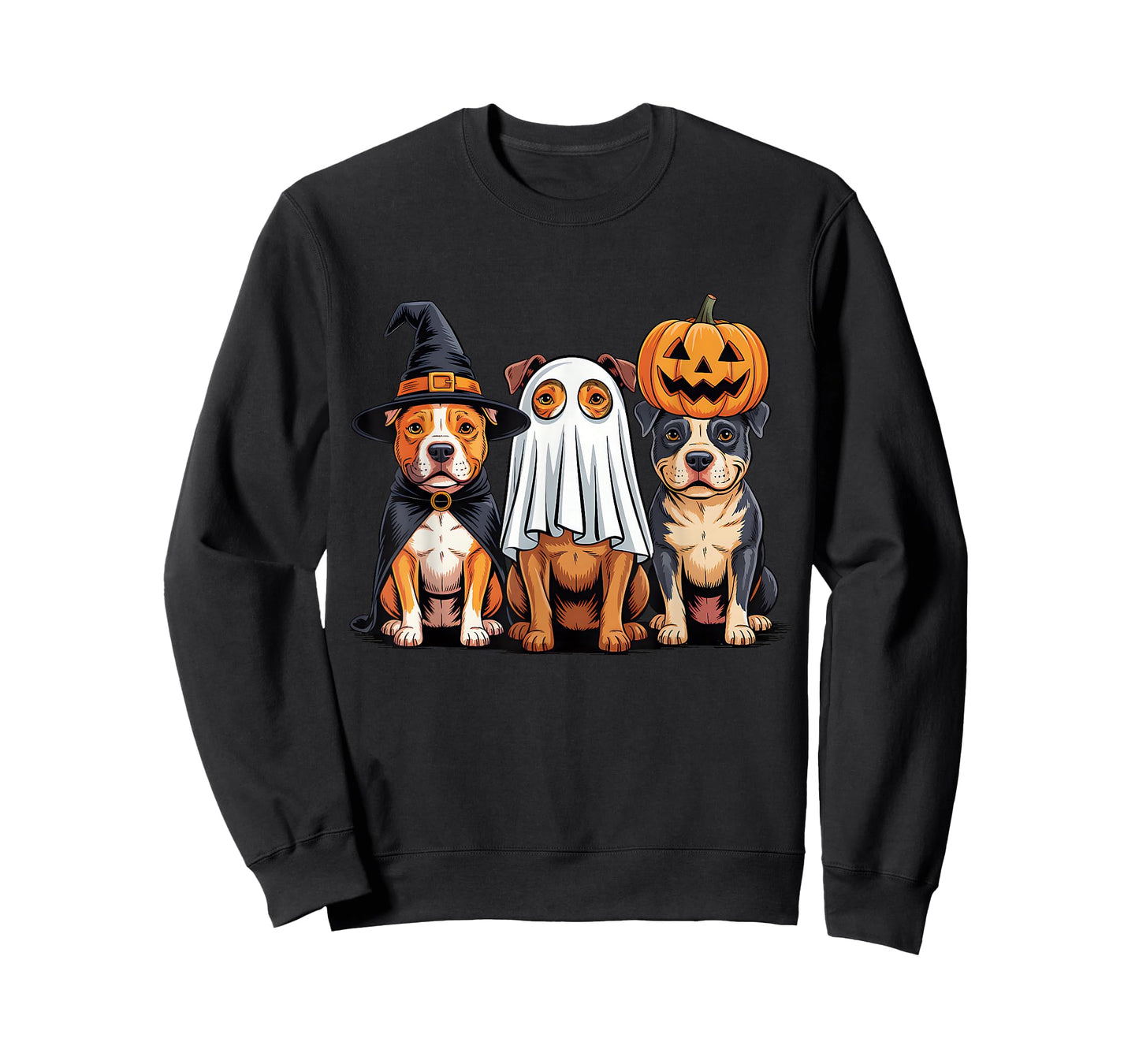 Pittbull Halloween Funny Dog Lover Pumpkin Witch Ghost Boo T-Shirt