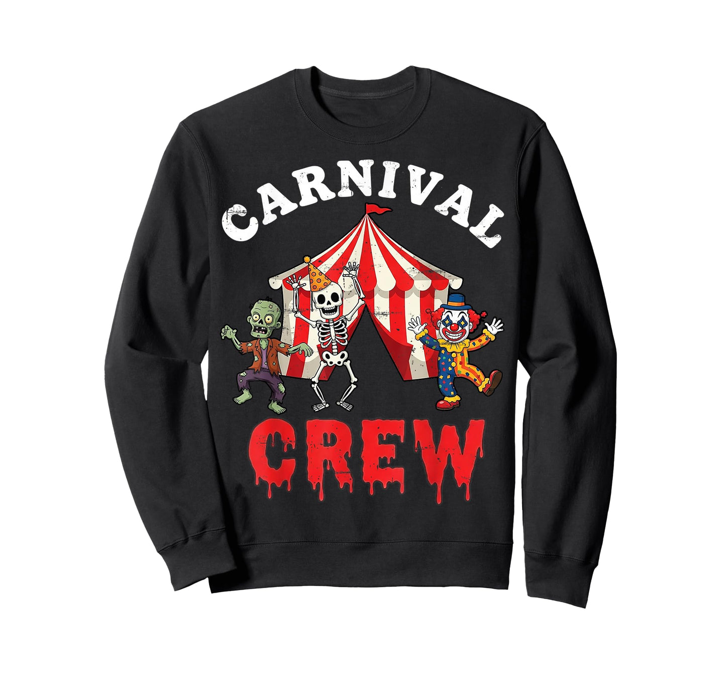 Carnival Crew Zombie Skeleton Clown Funny Halloween Circus T-Shirt