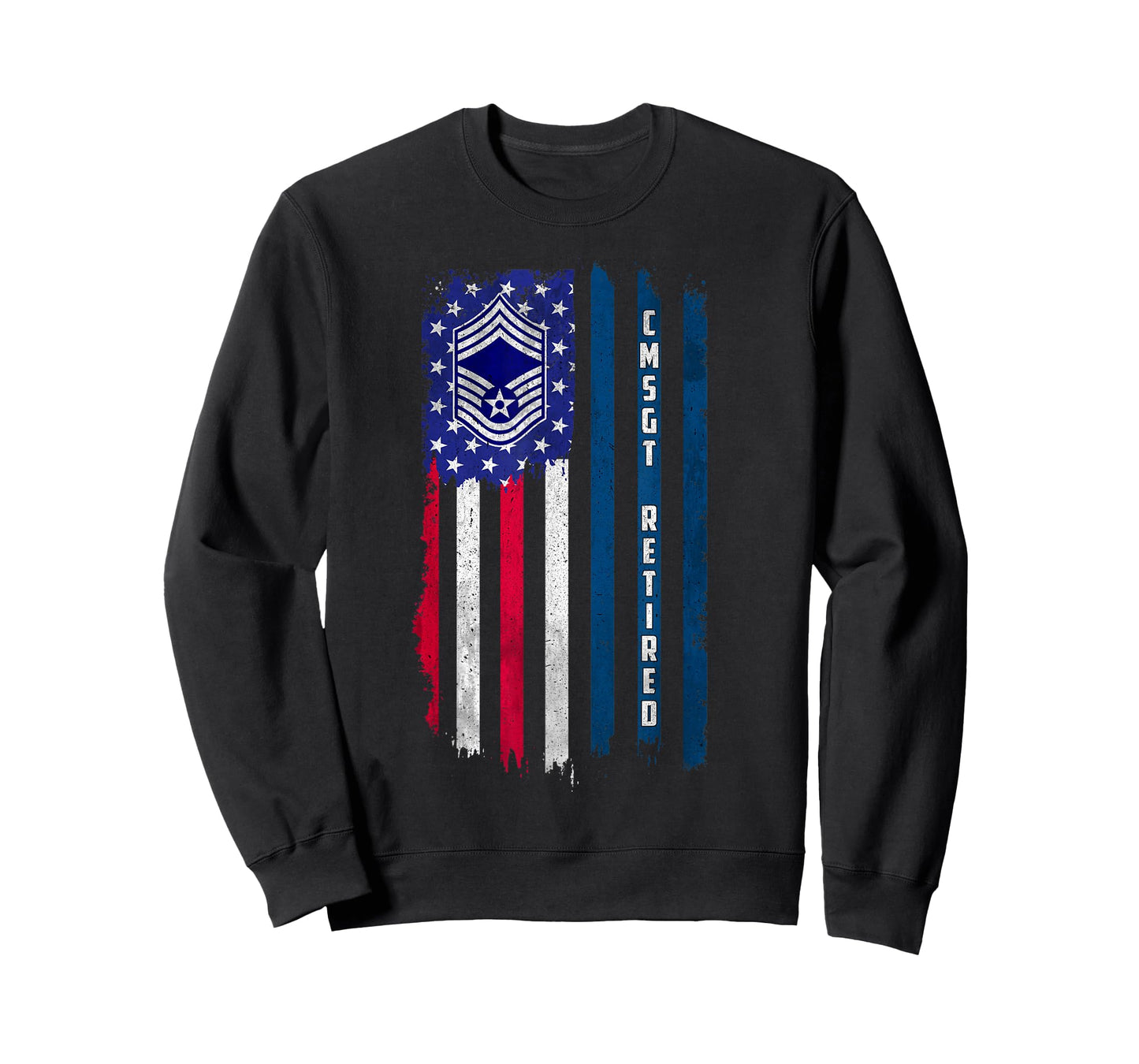 Retired E-9 Chief Master Sergeant CMSgt Rank American Flag T-Shirt