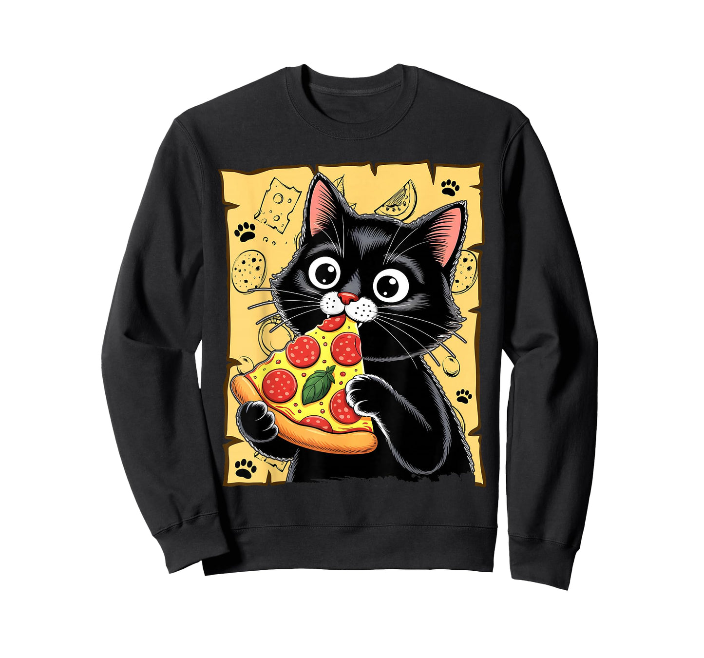 Japanese Kawaii Anime Aesthetic Cat Eating Pizza T-Shirt