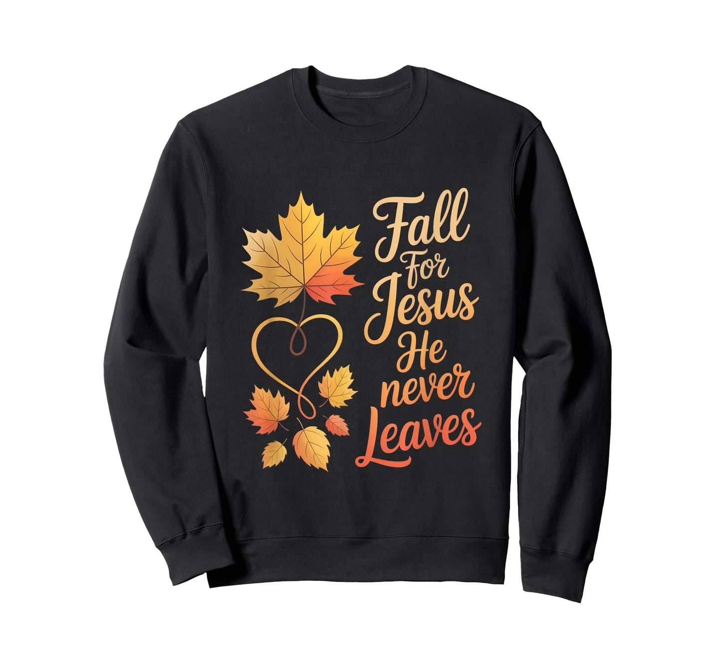Fall for Jesus He Never Leaves - Christian Halloween T-Shirt