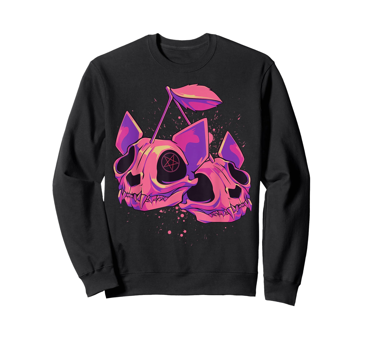 Pastel Goth Soft Grunge Cherry Cat Skulls T-Shirt