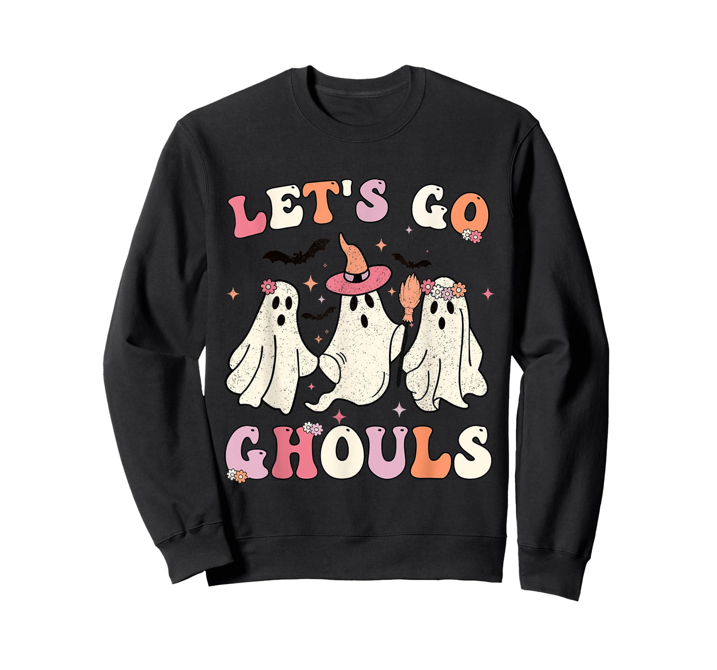 Retro Groovy Let's Go Ghouls Halloween Ghost Outfit Costumes T-Shirt