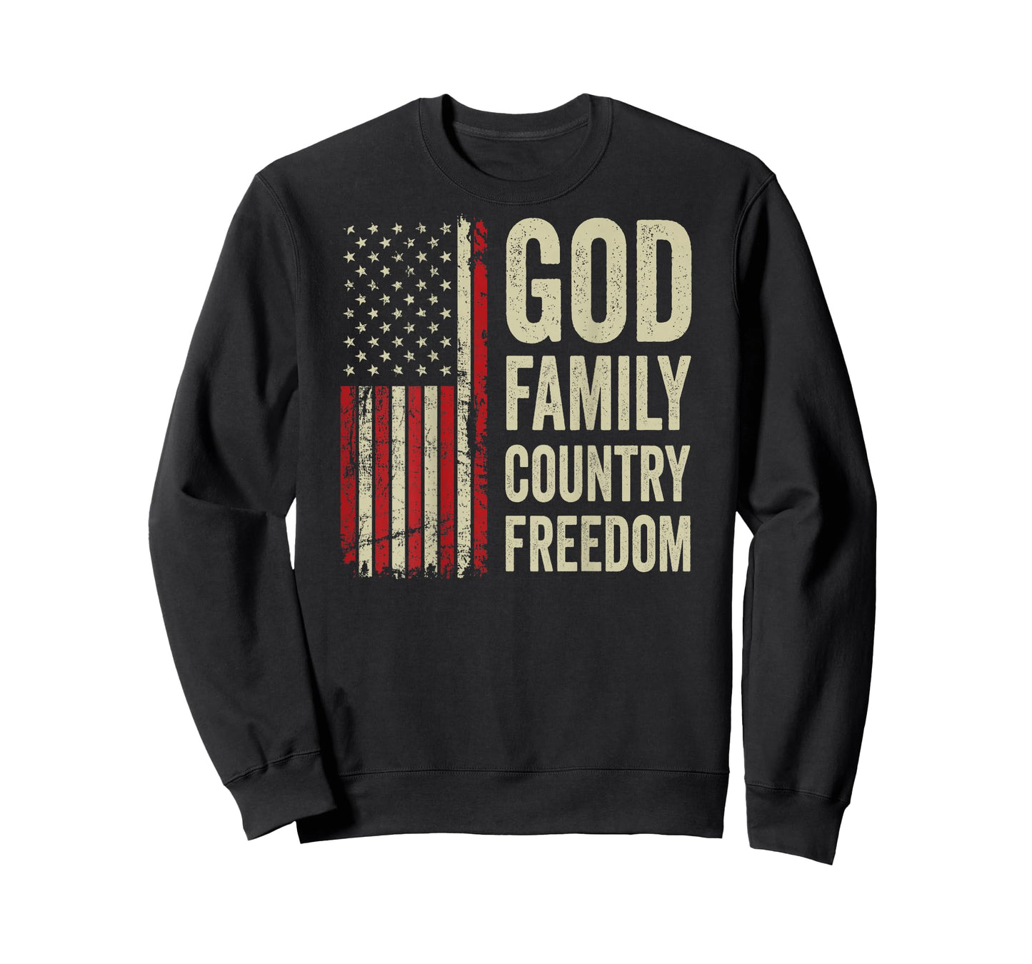 God Family Country Freedom - Patriotic USA Flag (ON BACK) T-Shirt