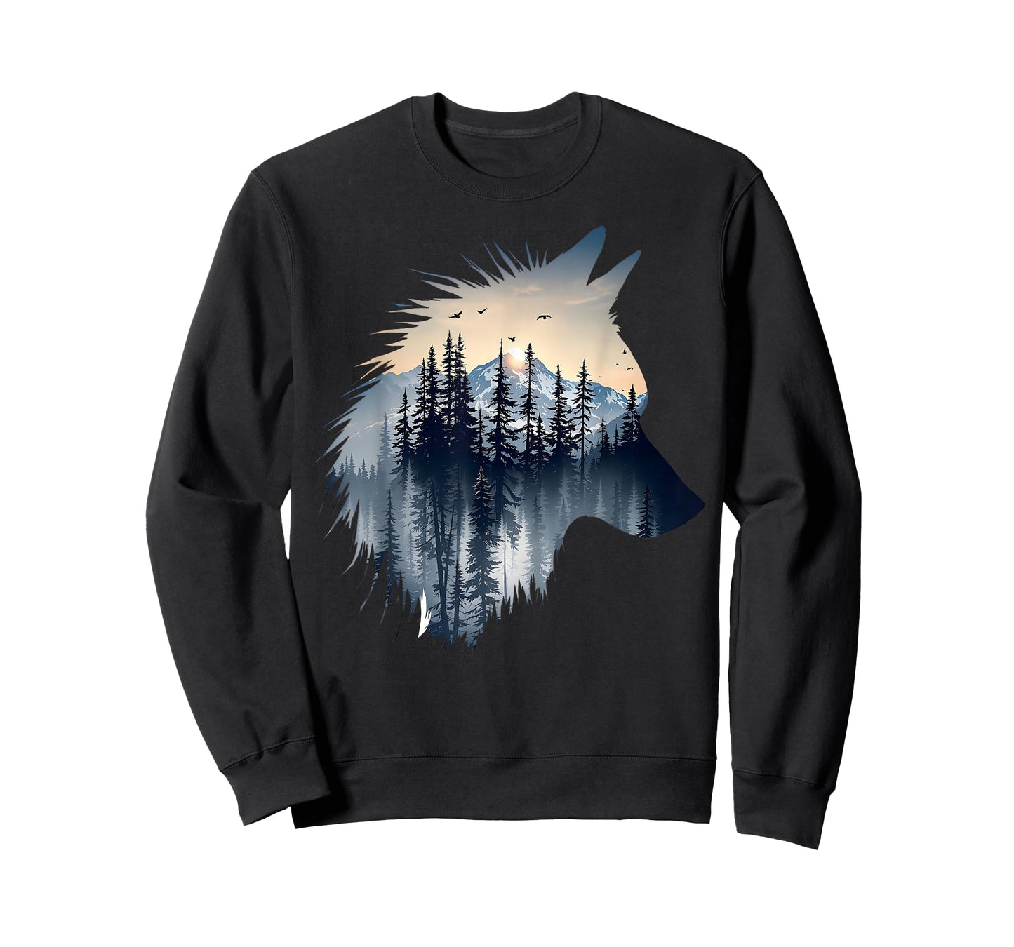 Wolf With Mountain Forest And Wildlife Scene Outdoor T-Shirt