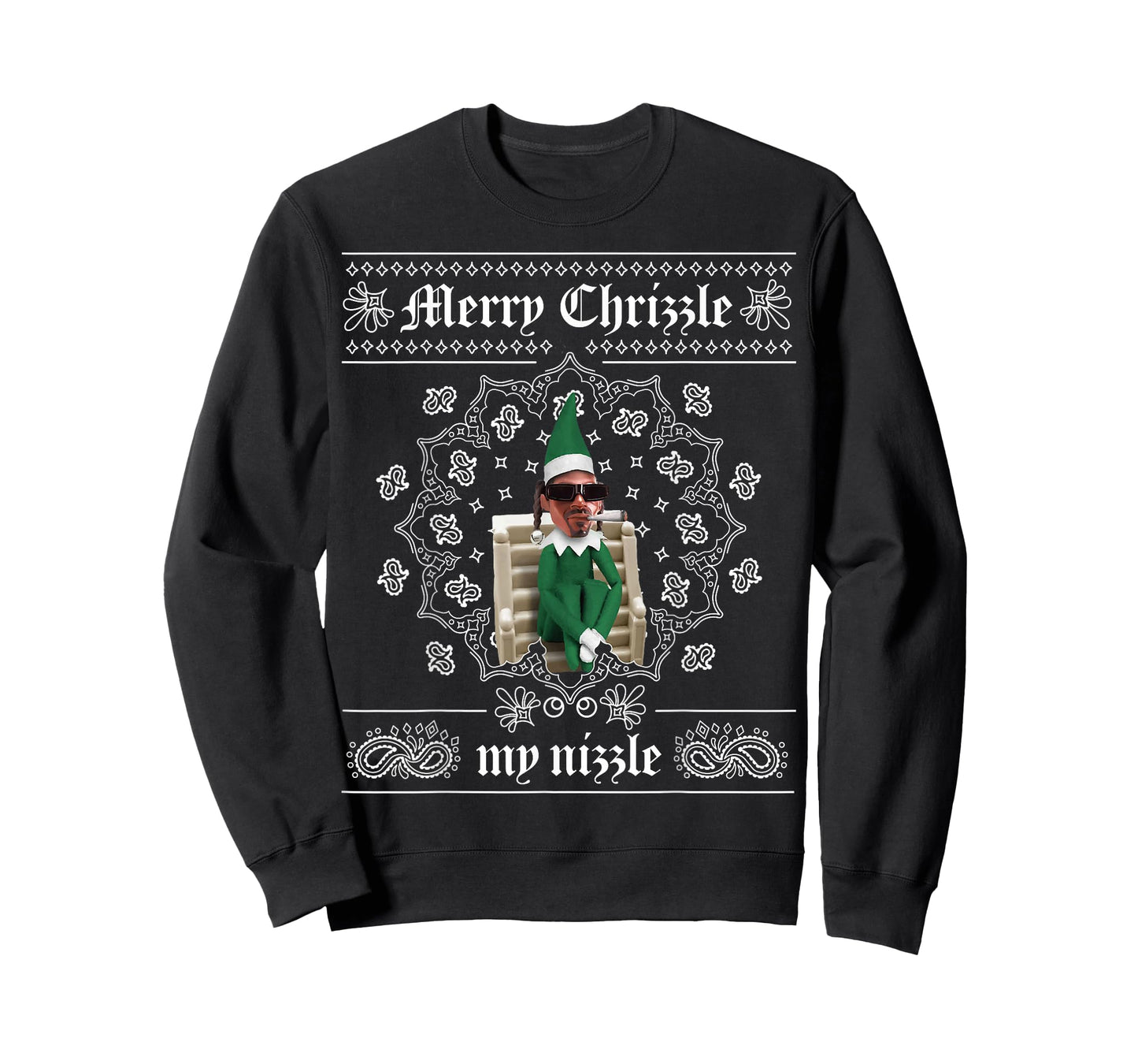 Christmas Elf Gangster Merry Chrizzle OG Bandana Design T-Shirt
