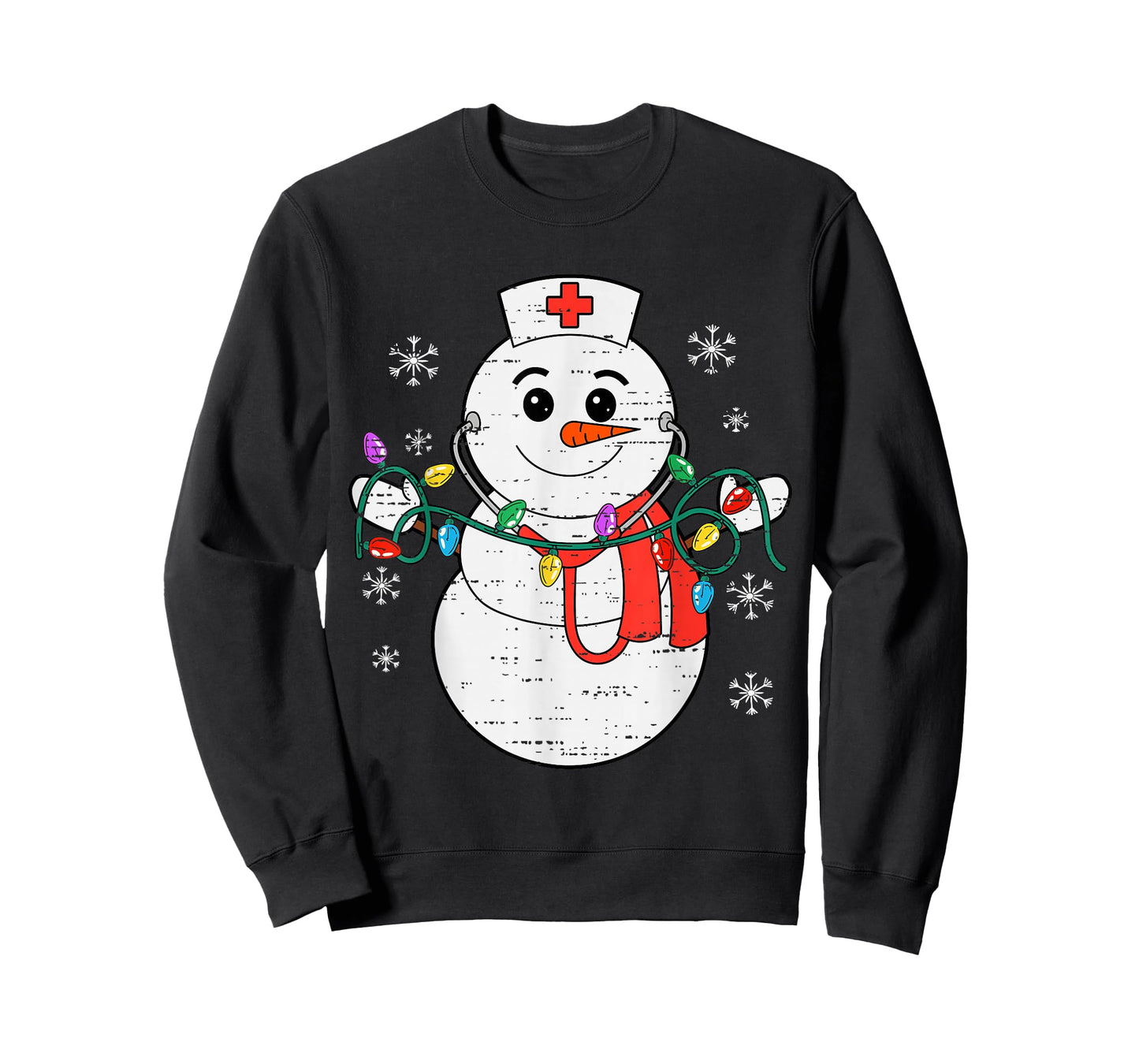 Snowman Nurse Christmas Stethoscope Xmas Scrub Top Women T-Shirt