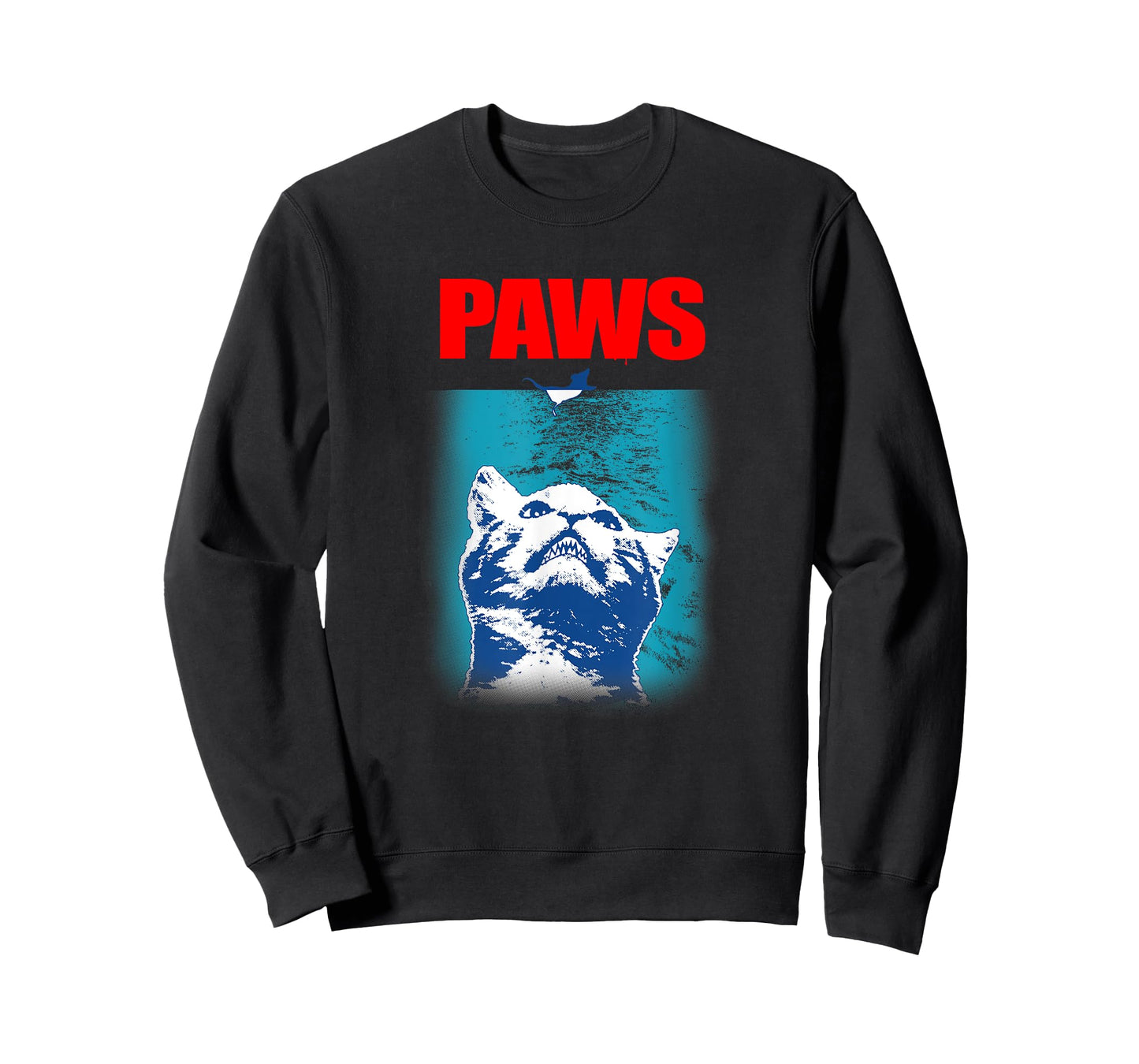 Paws Underwater Shark Attack T-shirt Funny Cat Parody Gift T-Shirt for Men Women Girls Kids