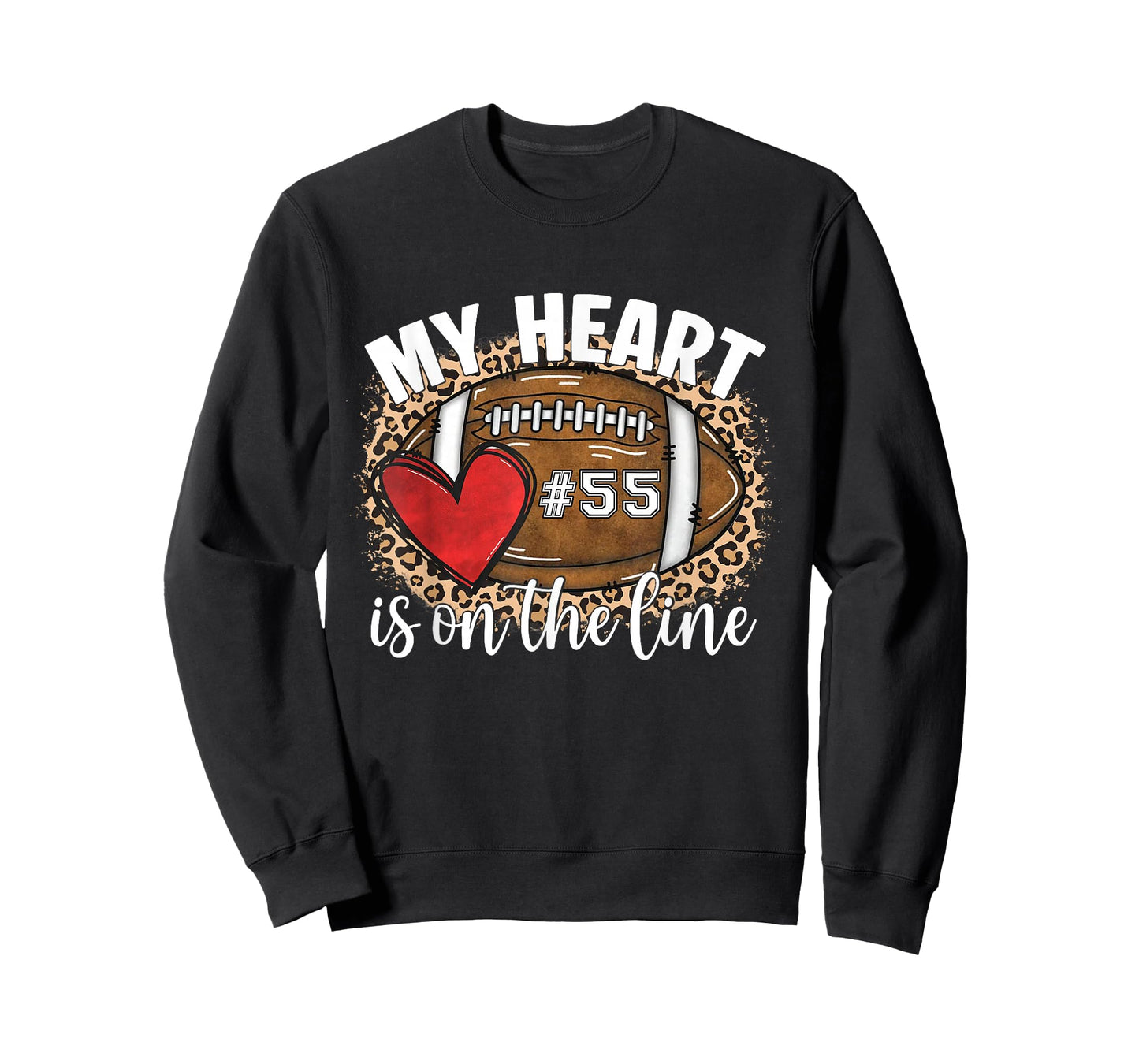 Game Day My Heart is On The Line Jersey Number 55 Football T-Shirt