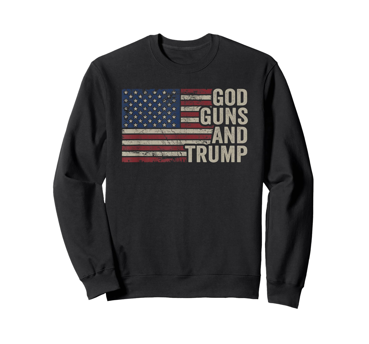 God Guns and Trump - Pro God Gun Funny Republican USA Flag T-Shirt