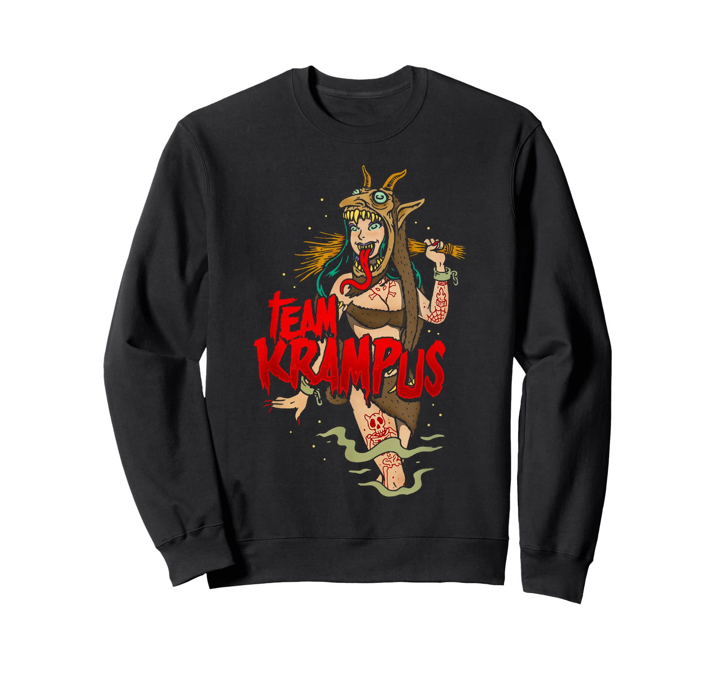 Team Krampus Pinup Goth Emo Girl Christmas T-Shirt