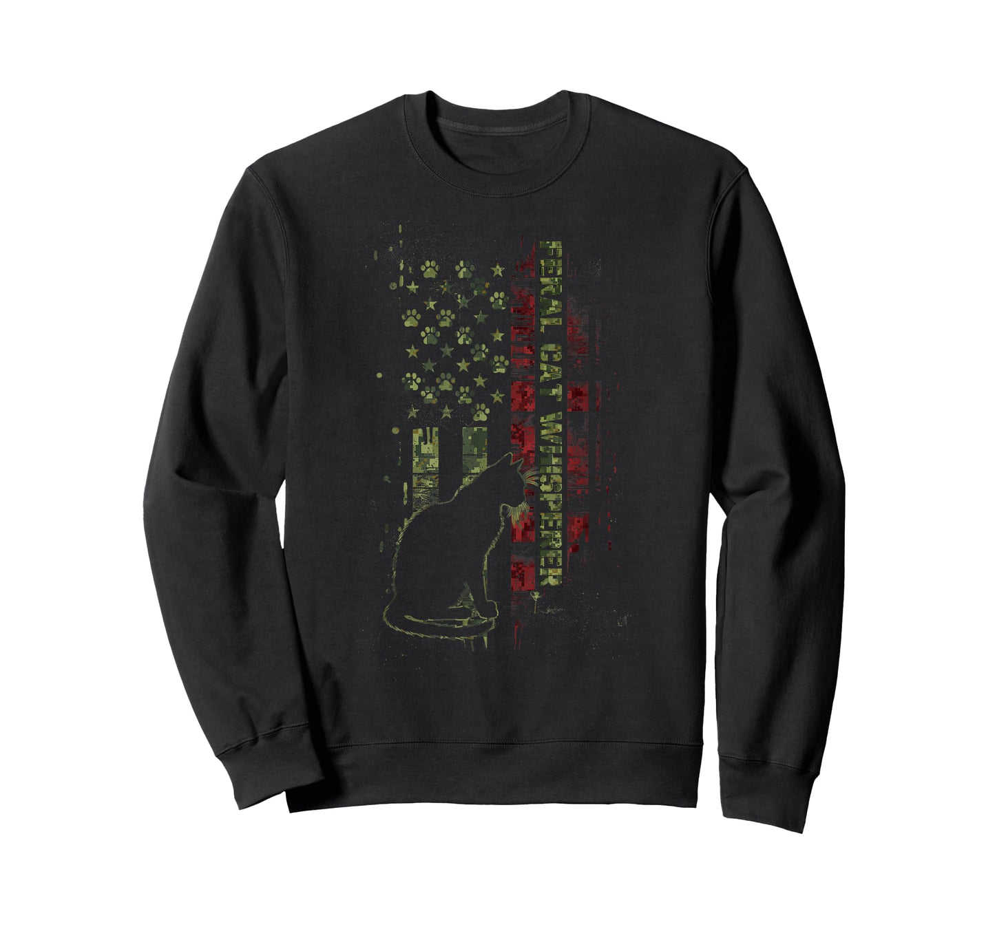 Feral Cat Whisperer Paw Print Camo Usa American Flag Patriot T-Shirt for Men Women