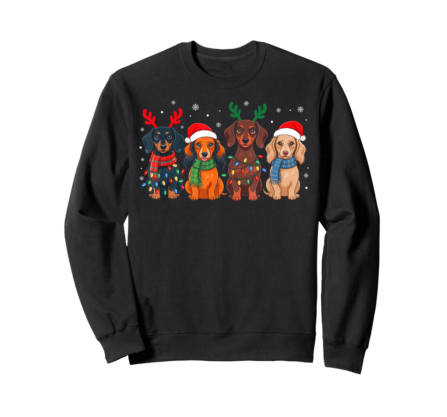 Dachshund Christmas Santa Reindeer Xmas Pajamas Dog Lover T-Shirt