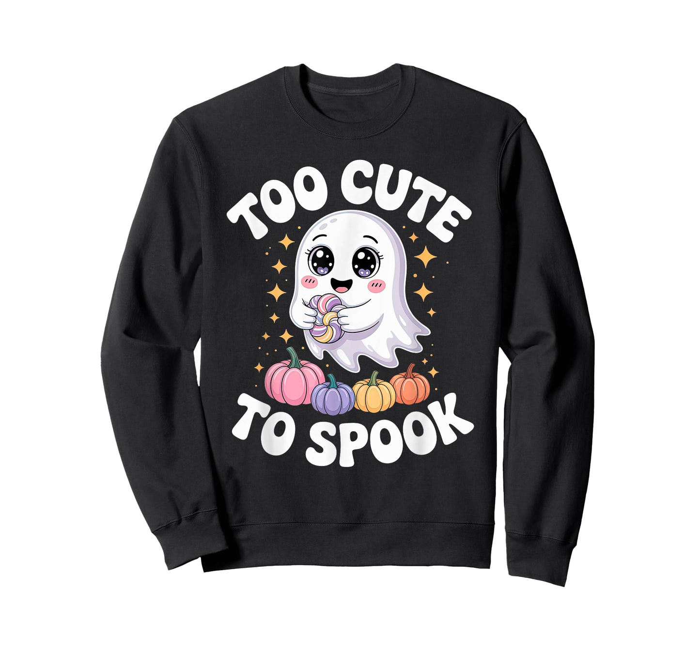 Too Cute to Spook Kawaii Halloween Pastel Ghost Design T-Shirt