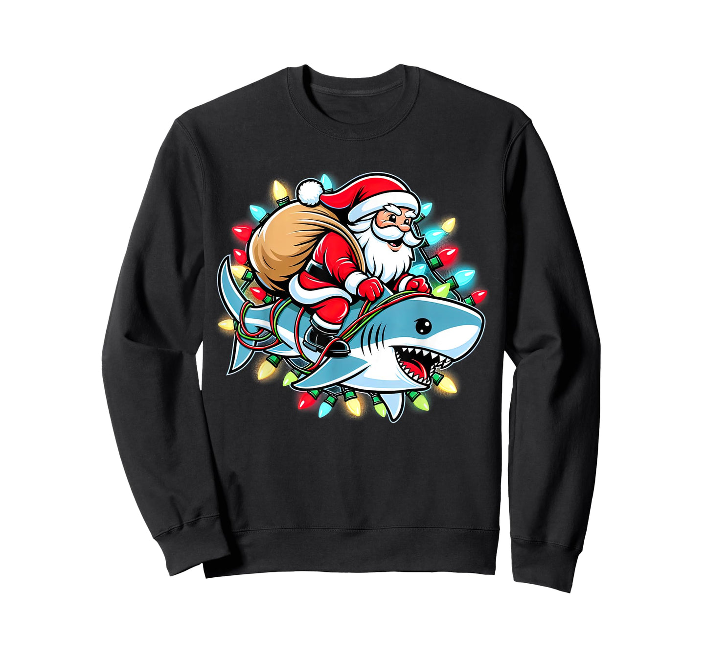 Santa Claus Riding Shark Christmas Boys Merry Sharkmas Xmas T-Shirt