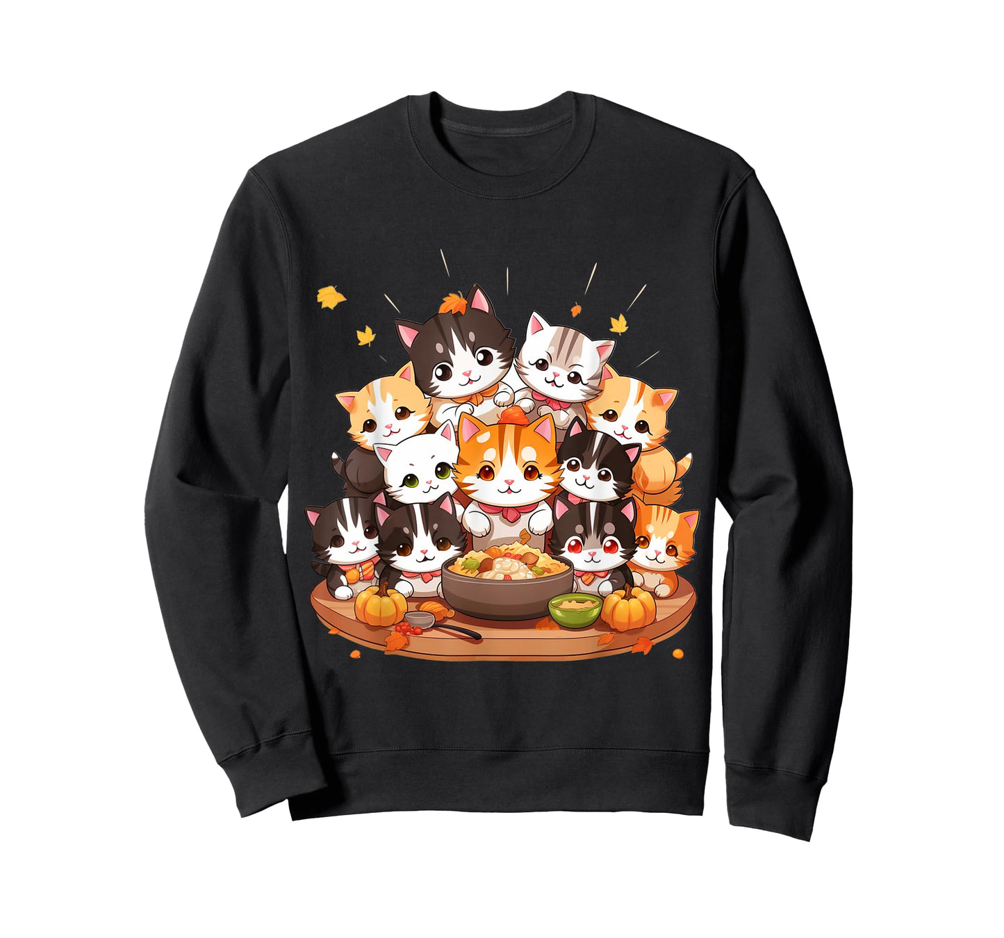 Cute funny cats celebrating thanksgiving autumn dinner T-Shirt