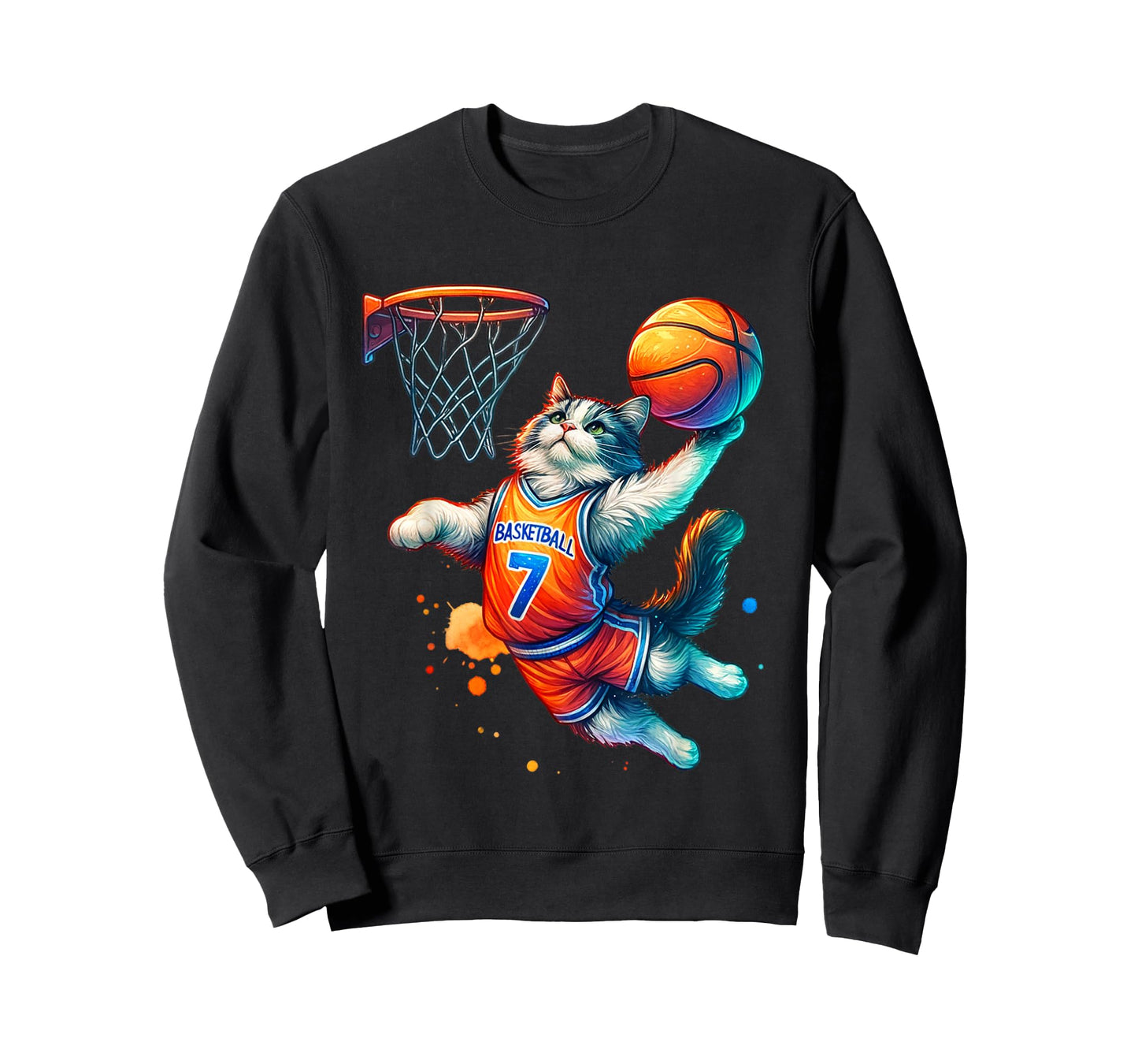 Cat Basketball Youth Player Hoop Slam Design Cat lovers T-Shirt